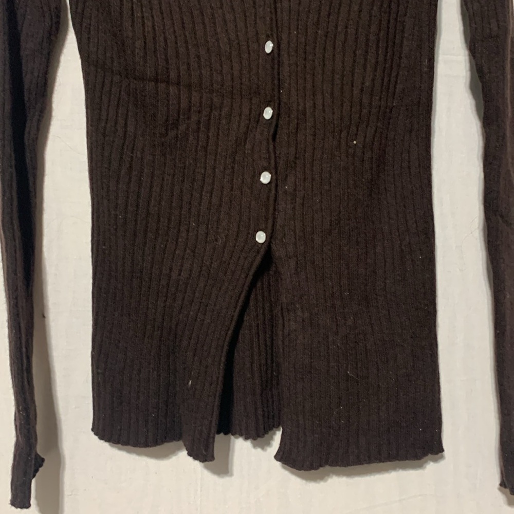 Something Navy Brown Ribbed Cardigan - Picture 5 of 7